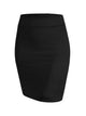 WB2141 Women's Elastic Waist Stretch Bodycon Midi Pencil Skirt Above The Knee Length Classic Skirt