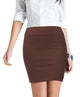 WB2141 Women's Elastic Waist Stretch Bodycon Midi Pencil Skirt Above The Knee Length Classic Skirt