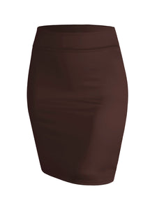 WB2141 Women's Elastic Waist Stretch Bodycon Midi Pencil Skirt Above The Knee Length Classic Skirt