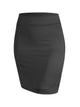 WB2141 Women's Elastic Waist Stretch Bodycon Midi Pencil Skirt Above The Knee Length Classic Skirt
