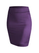 WB2141 Women's Elastic Waist Stretch Bodycon Midi Pencil Skirt Above The Knee Length Classic Skirt