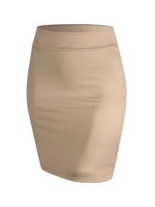 WB2141 Women's Elastic Waist Stretch Bodycon Midi Pencil Skirt Above The Knee Length Classic Skirt