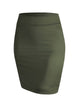 WB2141 Women's Elastic Waist Stretch Bodycon Midi Pencil Skirt Above The Knee Length Classic Skirt