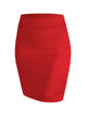 WB2141 Women's Elastic Waist Stretch Bodycon Midi Pencil Skirt Above The Knee Length Classic Skirt