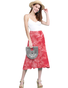 WB2345 Women's Tie Dye Lightweight Flare Midi Pull On Closure Skirt
