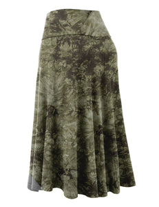 WB2345 Women's Tie Dye Lightweight Flare Midi Pull On Closure Skirt