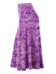 WB2345 Women's Tie Dye Lightweight Flare Midi Pull On Closure Skirt