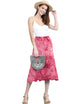 WB2345 Women's Tie Dye Lightweight Flare Midi Pull On Closure Skirt
