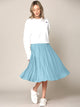 WB2371 Women's High Elastic Waist Pleated Mid A-Line Swing Skirt
