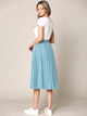 WB2371 Women's High Elastic Waist Pleated Mid A-Line Swing Skirt