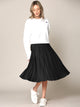 WB2371 Women's High Elastic Waist Pleated Mid A-Line Swing Skirt