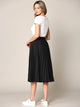 WB2371 Women's High Elastic Waist Pleated Mid A-Line Swing Skirt