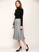 WB2371 Women's High Elastic Waist Pleated Mid A-Line Swing Skirt