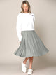 WB2371 Women's High Elastic Waist Pleated Mid A-Line Swing Skirt