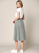 WB2371 Women's High Elastic Waist Pleated Mid A-Line Swing Skirt