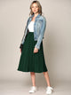 WB2371 Women's High Elastic Waist Pleated Mid A-Line Swing Skirt