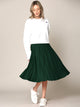 WB2371 Women's High Elastic Waist Pleated Mid A-Line Swing Skirt