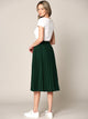 WB2371 Women's High Elastic Waist Pleated Mid A-Line Swing Skirt