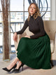 WB2371 Women's High Elastic Waist Pleated Mid A-Line Swing Skirt
