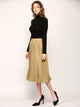WB2371 Women's High Elastic Waist Pleated Mid A-Line Swing Skirt