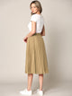 WB2371 Women's High Elastic Waist Pleated Mid A-Line Swing Skirt