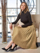 WB2371 Women's High Elastic Waist Pleated Mid A-Line Swing Skirt