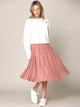WB2371 Women's High Elastic Waist Pleated Mid A-Line Swing Skirt