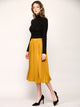 WB2371 Women's High Elastic Waist Pleated Mid A-Line Swing Skirt