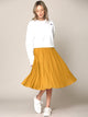 WB2371 Women's High Elastic Waist Pleated Mid A-Line Swing Skirt