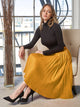 WB2371 Women's High Elastic Waist Pleated Mid A-Line Swing Skirt