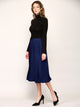 WB2371 Women's High Elastic Waist Pleated Mid A-Line Swing Skirt