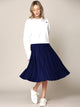 WB2371 Women's High Elastic Waist Pleated Mid A-Line Swing Skirt