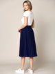 WB2371 Women's High Elastic Waist Pleated Mid A-Line Swing Skirt
