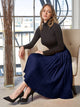 WB2371 Women's High Elastic Waist Pleated Mid A-Line Swing Skirt