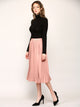 WB2371 Women's High Elastic Waist Pleated Mid A-Line Swing Skirt