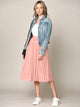 WB2371 Women's High Elastic Waist Pleated Mid A-Line Swing Skirt