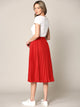 WB2371 Women's High Elastic Waist Pleated Mid A-Line Swing Skirt