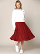 WB2371 Women's High Elastic Waist Pleated Mid A-Line Swing Skirt