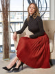 WB2371 Women's High Elastic Waist Pleated Mid A-Line Swing Skirt
