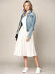 WB2371 Women's High Elastic Waist Pleated Mid A-Line Swing Skirt