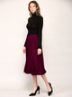 WB2371 Women's High Elastic Waist Pleated Mid A-Line Swing Skirt