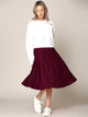WB2371 Women's High Elastic Waist Pleated Mid A-Line Swing Skirt
