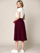 WB2371 Women's High Elastic Waist Pleated Mid A-Line Swing Skirt