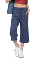 WB2381 Womens Capri Pants Loose Yoga Pants Wide Leg Drawstring Comfy Lounge Pajama Capris Sweatpants with Pockets