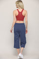 WB2381 Womens Capri Pants Loose Yoga Pants Wide Leg Drawstring Comfy Lounge Pajama Capris Sweatpants with Pockets