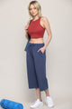 WB2381 Womens Capri Pants Loose Yoga Pants Wide Leg Drawstring Comfy Lounge Pajama Capris Sweatpants with Pockets