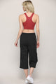 WB2381 Womens Capri Pants Loose Yoga Pants Wide Leg Drawstring Comfy Lounge Pajama Capris Sweatpants with Pockets