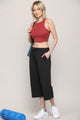 WB2381 Womens Capri Pants Loose Yoga Pants Wide Leg Drawstring Comfy Lounge Pajama Capris Sweatpants with Pockets