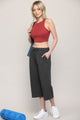 WB2381 Womens Capri Pants Loose Yoga Pants Wide Leg Drawstring Comfy Lounge Pajama Capris Sweatpants with Pockets