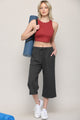 WB2381 Womens Capri Pants Loose Yoga Pants Wide Leg Drawstring Comfy Lounge Pajama Capris Sweatpants with Pockets